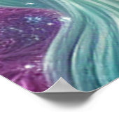 ゴージャスな白いユニコーンとターコイズと紫 ポスター (角)