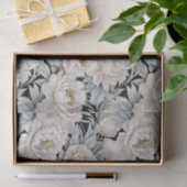 ゴージャスな白い牡丹のイラストダークバックグラウンド 薄葉紙 (ギフト)