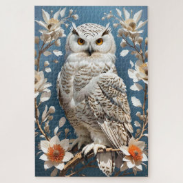 ゴージャスな白い雪のフクロウ植物学 ジグソーパズル