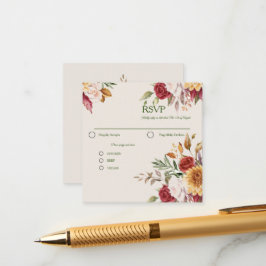 ゴージャスな秋カラフルの葉の結婚式RSVP エンクロージャーカード