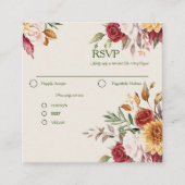 ゴージャスな秋カラフルの葉の結婚式RSVP エンクロージャーカード (正面)