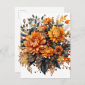 ゴージャスな秋フローラ インビテーションポストカード (正面/裏面)