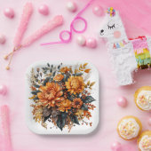 ゴージャスな秋フローラ ペーパープレート (パーティー)