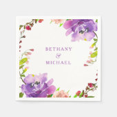 ゴージャスな紫のフローラの結婚水色 スタンダードカクテルナプキン (正面)