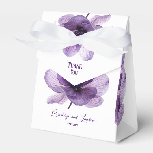 ゴージャスな紫結婚の花 フェイバーボックス (正面サイド)