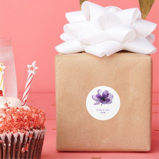 ゴージャスな紫結婚の花 ラウンドシール (パーティー)