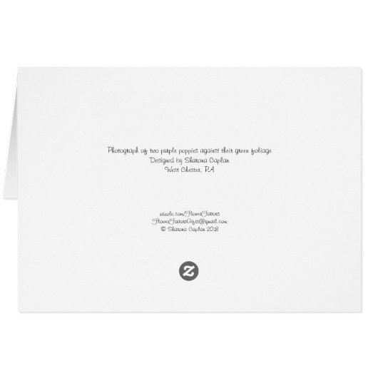 ゴージャスな紫色のポピー空白のフォトノートカード (裏面横)