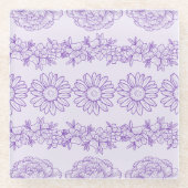 ゴージャスな紫色の植物性コースター ガラスコースター (正面)