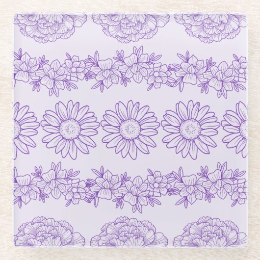 ゴージャスな紫色の植物性コースター ガラスコースター (正面)