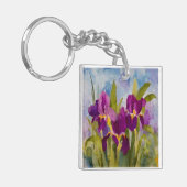 ゴージャスな紫色の水彩模様パーソナライズされた キーホルダー (正面左)