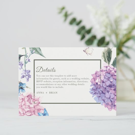 ゴージャスな絵を描手あじさいフローラ結婚ズ エンクロージャーカード (スタンド正面)