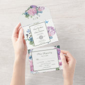 ゴージャスな絵を描手あじさいフローラ結婚ズ オールインワン招待状 (貼ってはがせる)