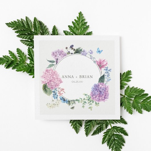 ゴージャスな絵を描手あじさいフローラ結婚ズ スタンダードカクテルナプキン