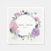 ゴージャスな絵を描手あじさいフローラ結婚ズ スタンダードカクテルナプキン (正面)