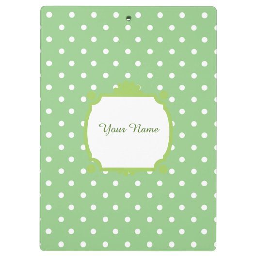 ゴージャスな緑と白の水玉模様 クリップボード (裏面)