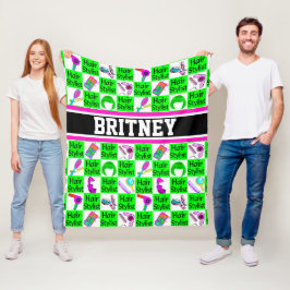 ゴージャスな緑のヘアスタイル フリースブランケット