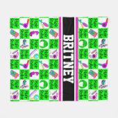 ゴージャスな緑のヘアスタイル フリースブランケット (正面(横))