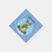 ゴージャスな美しいクリスマストナカイ スタンダードカクテルナプキン (角)