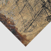 ゴージャスな背景に大型帆船ヴィンテージ 薄葉紙 (詳細)