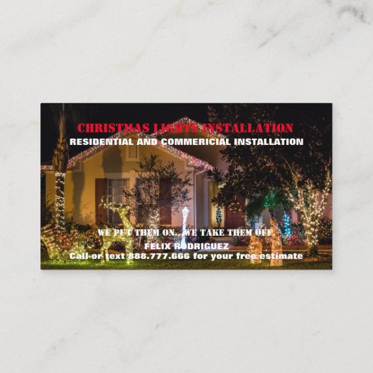 ゴージャスな芝生の写真クリスマスライト写真 名刺 (裏面)