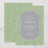 ゴージャスな花のParty Invitation（Sage） 招待状 (正面/裏面)