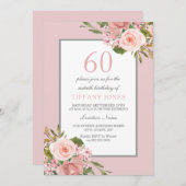 ゴージャスな花女性60thバースデーパーティー招待状 招待状 (正面/裏面)