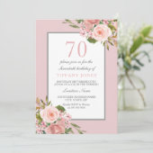 ゴージャスな花女性70thバースデーパーティー招待状 招待状 (スタンド正面)