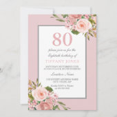 ゴージャスな花女性80thバースデーパーティー招待状 招待状 (正面)