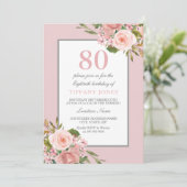 ゴージャスな花女性80thバースデーパーティー招待状 招待状 (スタンド正面)