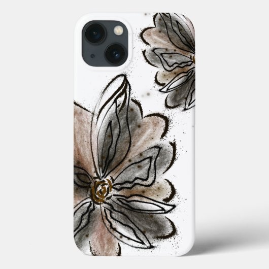 ゴージャスな茶色の花の絵画 Case-Mate iPhoneケース (裏面)