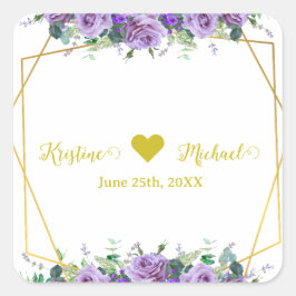 ゴージャスな薄紫とラベンダーブドウ園 スクエアシール