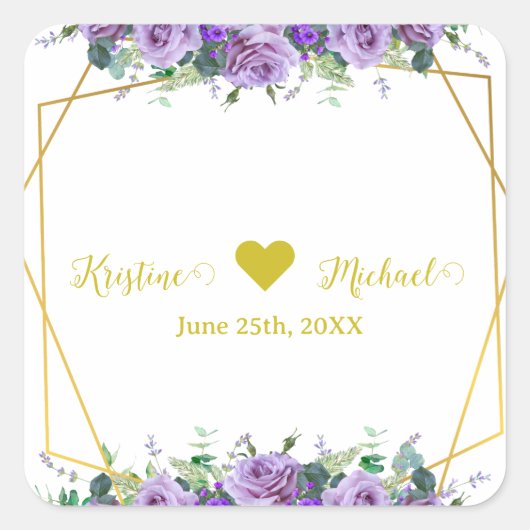 ゴージャスな薄紫とラベンダーブドウ園 スクエアシール (正面)