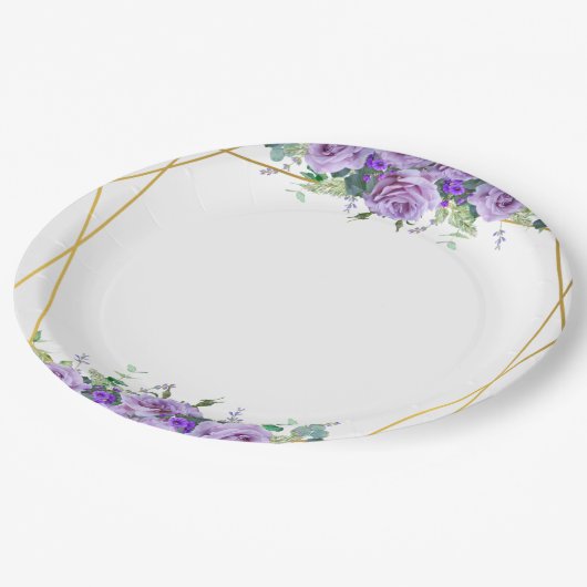 ゴージャスな薄紫とラベンダーブドウ園 ペーパープレート (アングル)