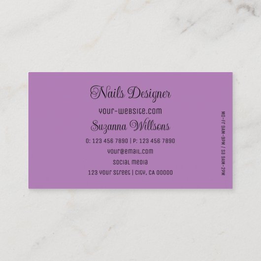 ゴージャスな薄紫ハートと可愛いモノグラム 名刺 (裏面)