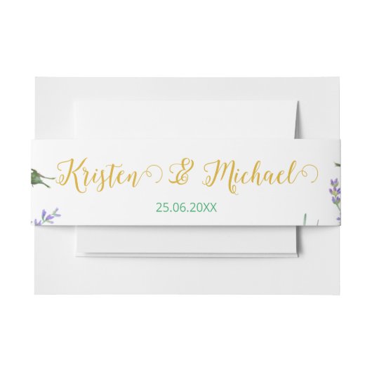 ゴージャスな薄紫ラベンダーヴィン結婚ヤード 招待状ベリーバンド (正面例)