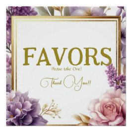 ゴージャスな薄紫ヴィネヤードブライダルシャワーウィズサイン ポスター