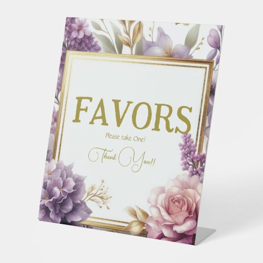 ゴージャスな薄紫ヴィネヤードブライダルシャワーウィズサイン 台座サイン (正面)