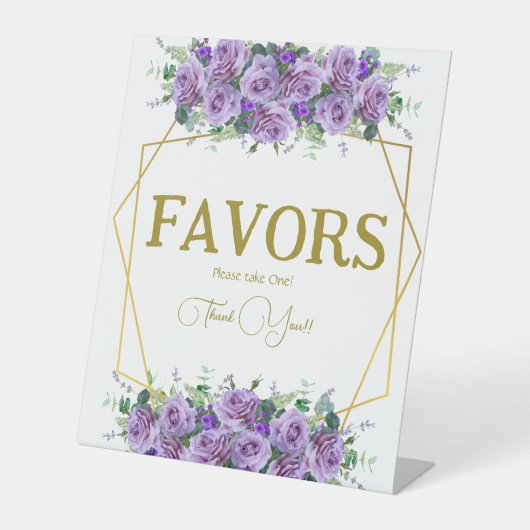 ゴージャスな薄紫ヴィネヤードブライダルシャワーウィズサイン 台座サイン (正面)