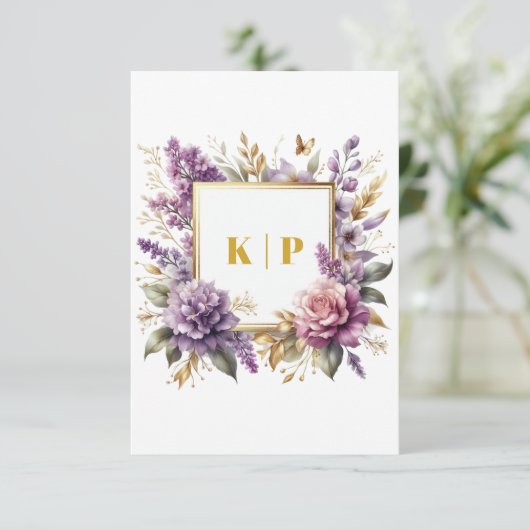 ゴージャスな薄紫結婚ビネヤードの詳細QRコード 出欠カード (スタンド正面)