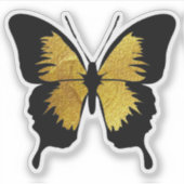 ゴージャスな蝶の光沢のある黄色の金ゴールド黒の輪郭 シール (正面)