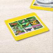 ゴージャスな蝶コラージュ， 9枚の写真 スクエアペーパーコースター (アングル)