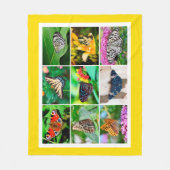 ゴージャスな蝶コラージュ， 9枚の写真 フリースブランケット (正面)