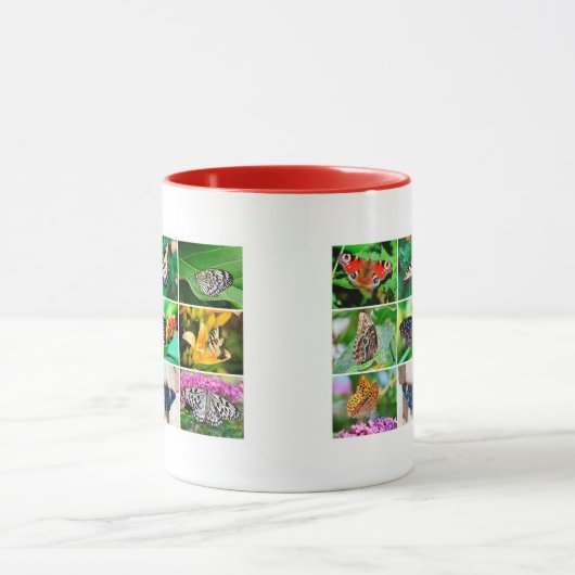 ゴージャスな蝶コラージュ, 9枚の写真 マグカップ (中央)