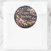 ゴージャスな誕生日ステッカー：黒 ラウンドシール (バッグ)