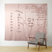 ゴージャスな誕生日パーティーのグリッター ローズゴールド スパークル タペストリー (インサイチュ(横))