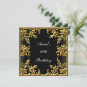 ゴージャスな誕生日招待状 エレガント ブラック ゴールド 招待状 (スタンド正面)
