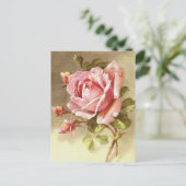 ゴージャスな質感ビクトリアンのピンクのバラ ポストカード (スタンド正面)