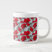 ゴージャスな赤いケシ夏の花のパターン ジャンボコーヒーマグカップ (右)
