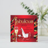 ゴージャスな赤いシャンパンパーティーのブラックゼブラ 招待状 (スタンド正面)