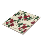 ゴージャスな赤いバラとクラシックヴィンテージ手書き タイル (側面)